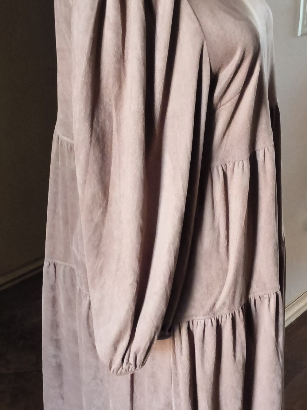 Tommy Hilfiger Tiered Mini Dress in Light Taupe